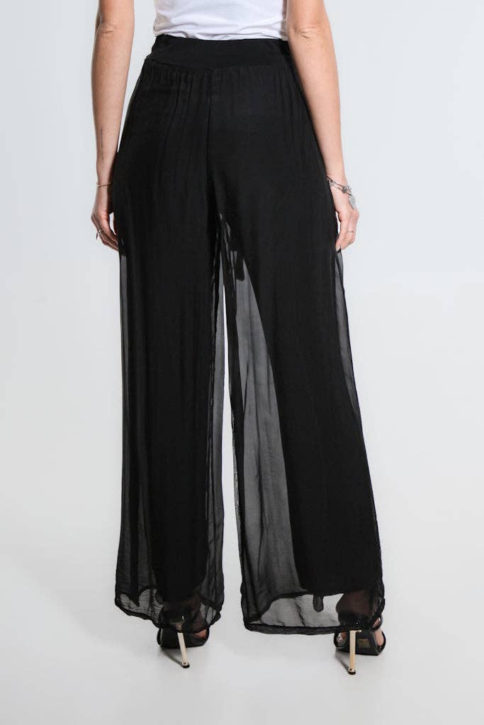 Wrap Front Silk Pant (PL214):Black