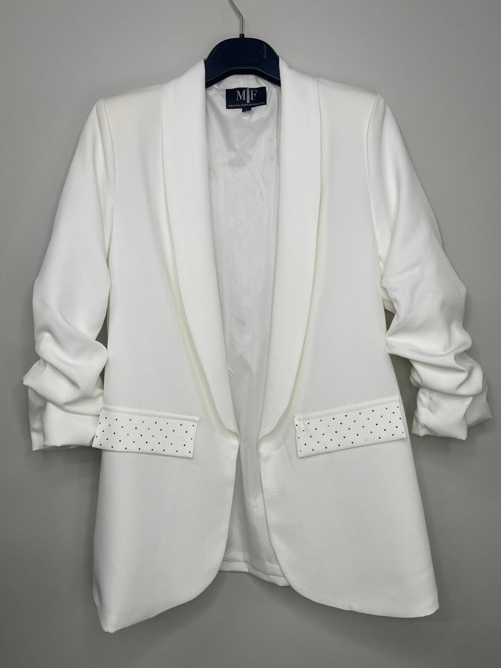 Blazer, Ruched White, Butterfly: Small