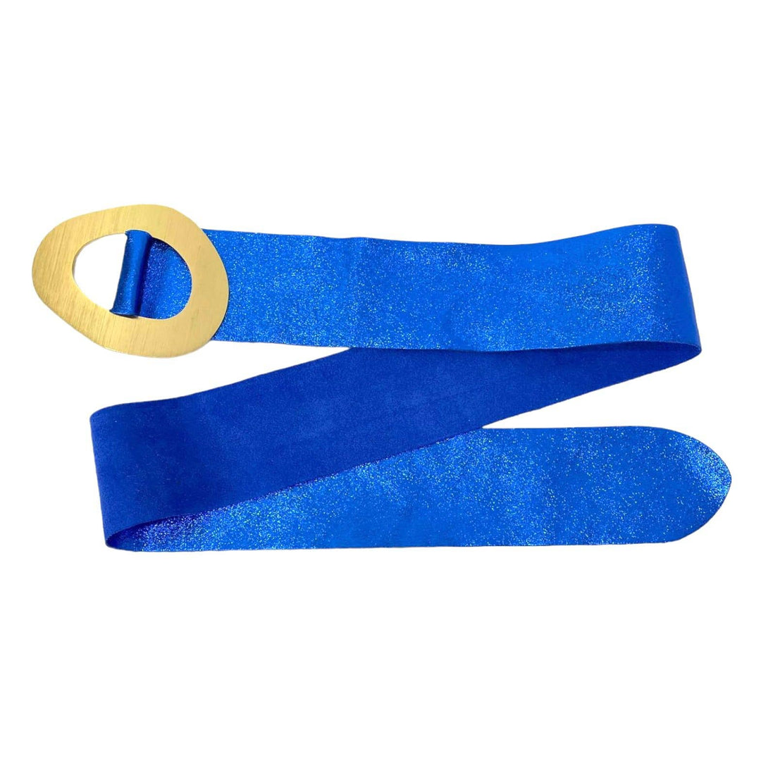 Metallic Leather Suede Belt with buckle: Bronze