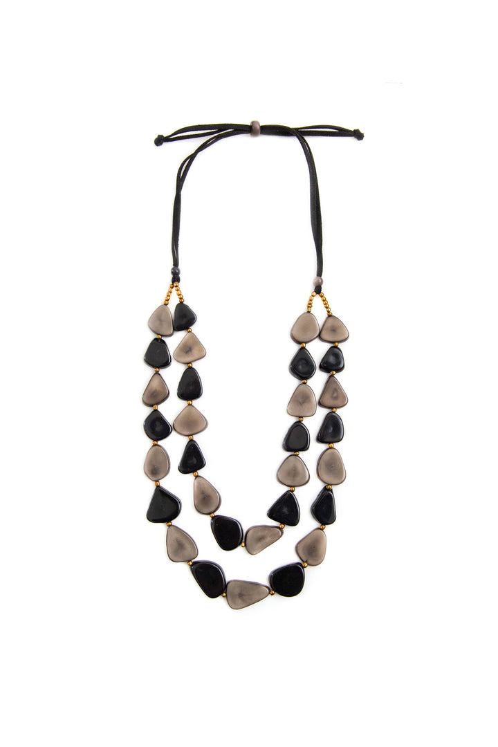 Marlene Necklace: Onyx Black/Charcoal Gray