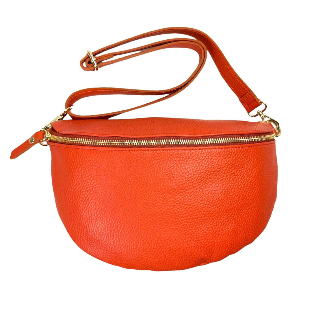 Italian Leather Waist Bag: Brown