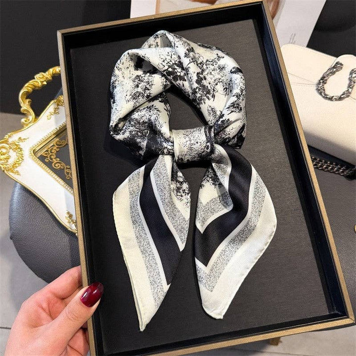Sheer Trend - Fashion Print Square Scarf: BLUE