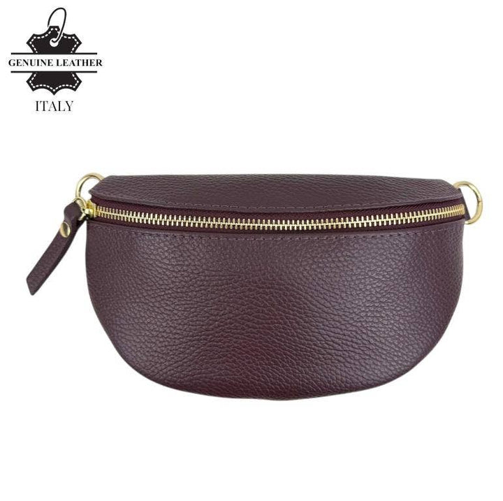 Italian Leather Waist Bag: Orange
