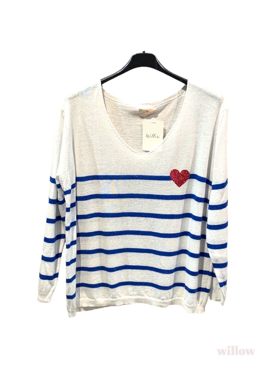 Sailor heart sweater: Red