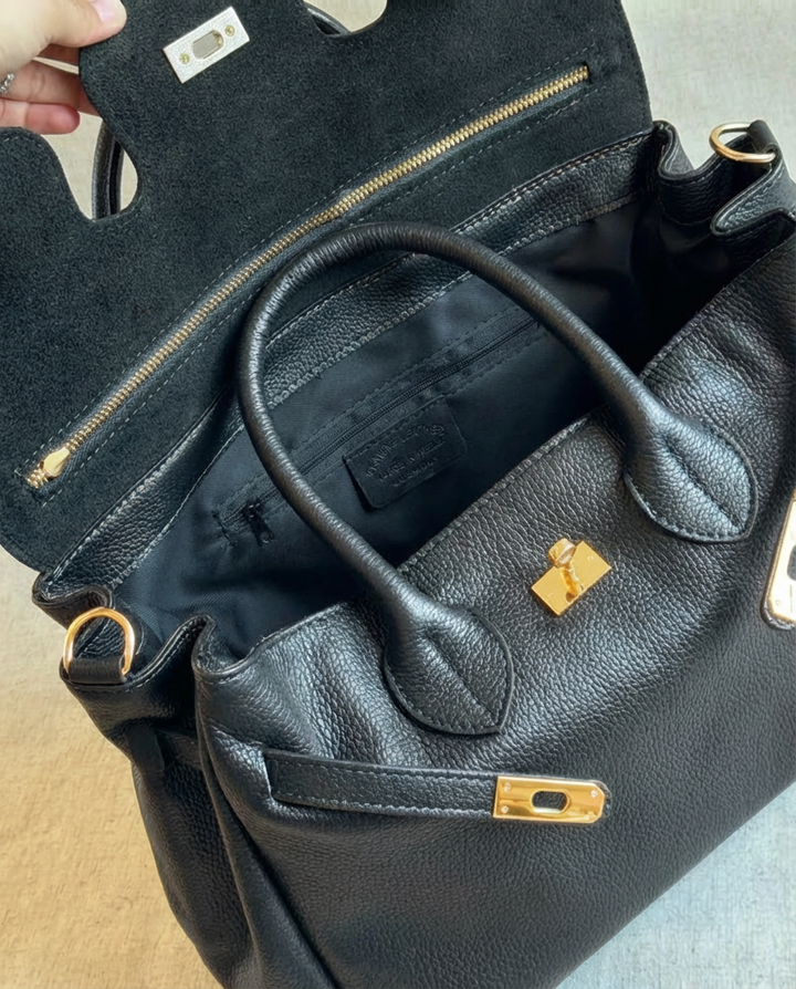 Maxi Bag Leather Made in Italy: Cognac