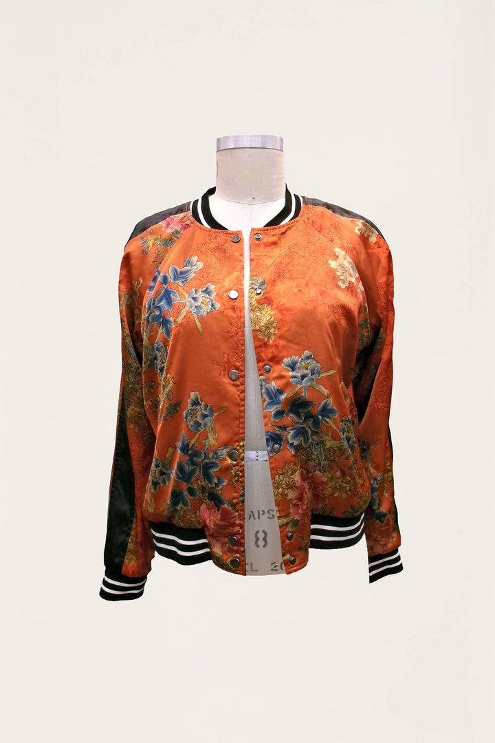 Reversible Satin Rust Jkt: Blk/ S