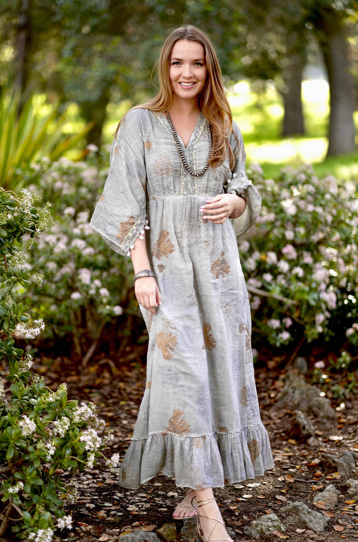 Coral Reef Maxi Dress: Lt. Grey