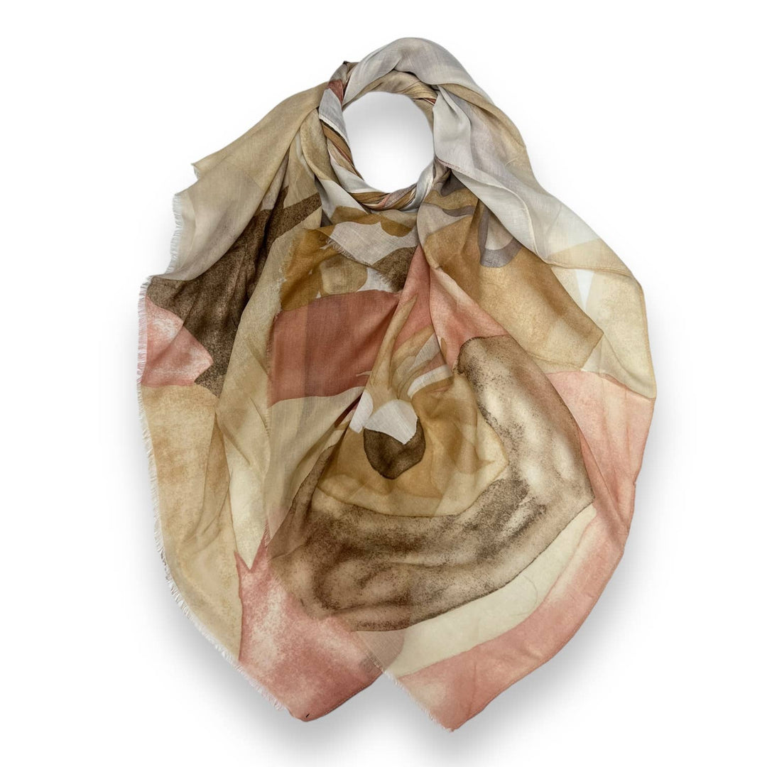 Soft Abstract painting scarf: Grey