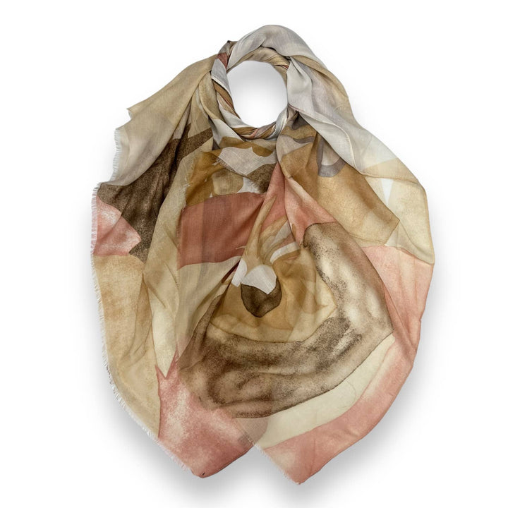 Soft Abstract painting scarf: Pink