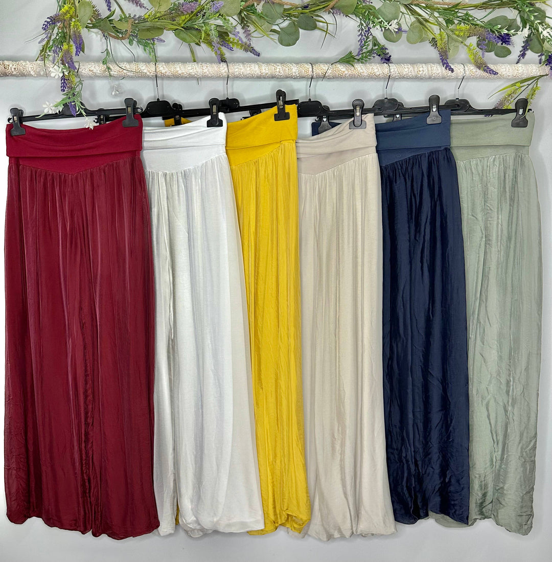 Silk palazzo pant: Camel