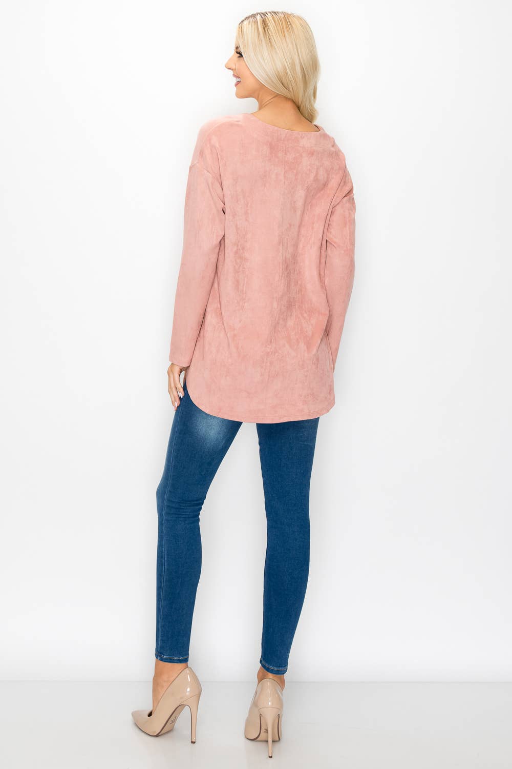 Andrea Stretch Suede Top: BLACK / XL / A5415