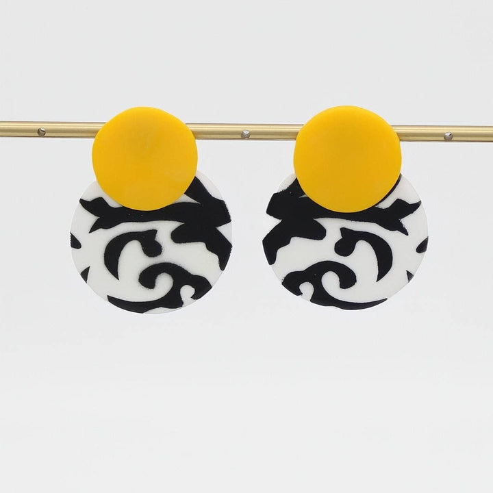 Yellow, Black and White Lola Statement Earrings