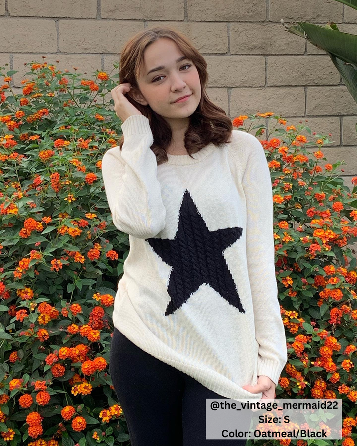 Star Sweater MK3506STAR: OATMEAL/BLACK / L