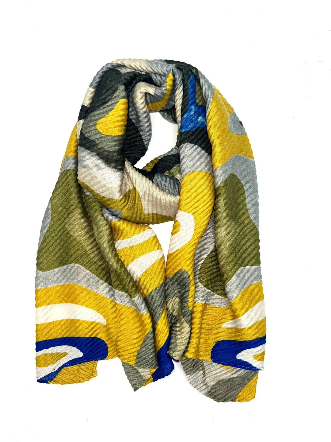 HH-239 abstract pleated scarf: Blue