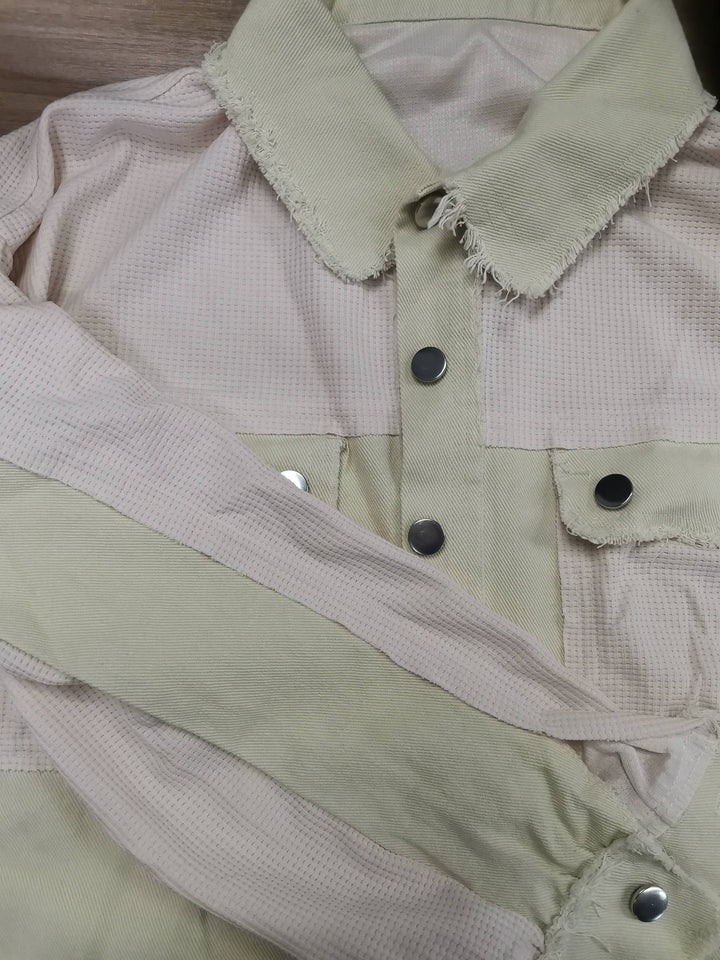 Waffle Patch Denim Jacket: PINK / M