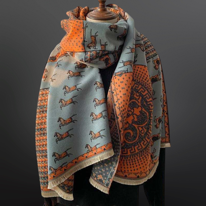 Equipage - Prancing Pony Equestrian Horse Print Scarf: Yellow