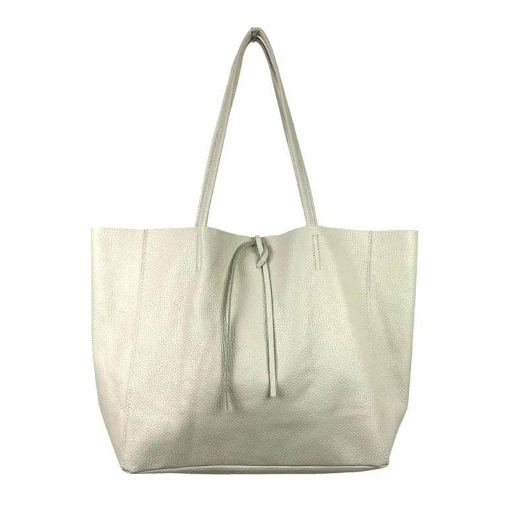 Leather Shopper: Taupe