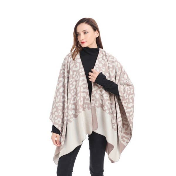 Cheetah Print Reversible Cape: 01 Khaki