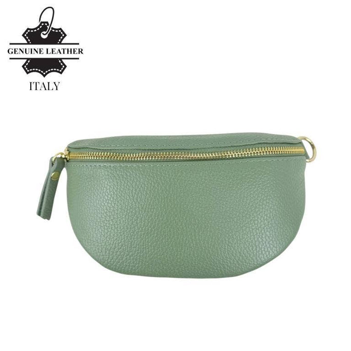 Italian Leather Waist Bag: Orange