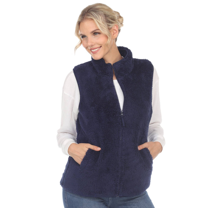 Zip up sherpa vest: Black / S