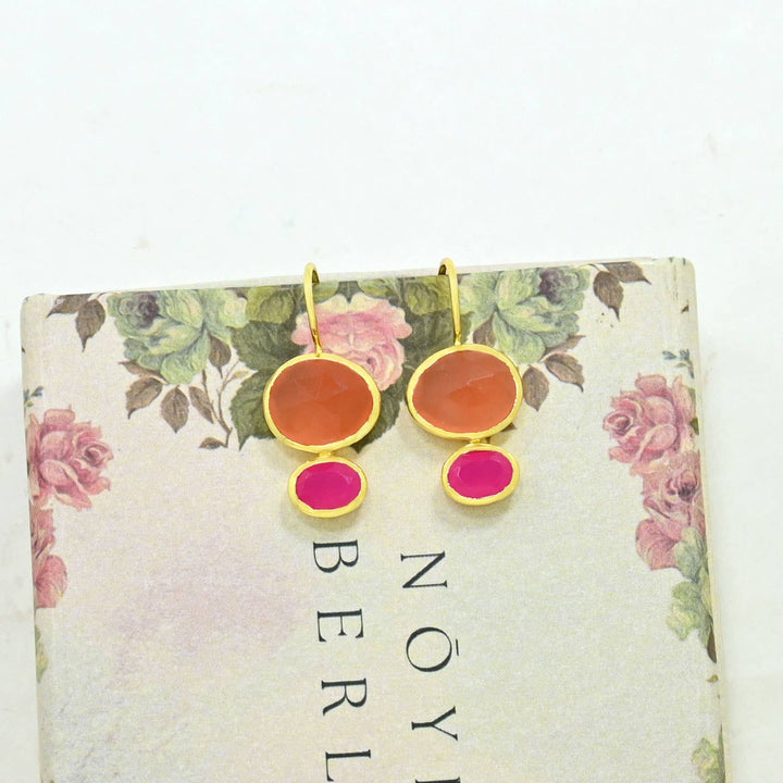Primrose Earring - Pink Onyx & Carnelian