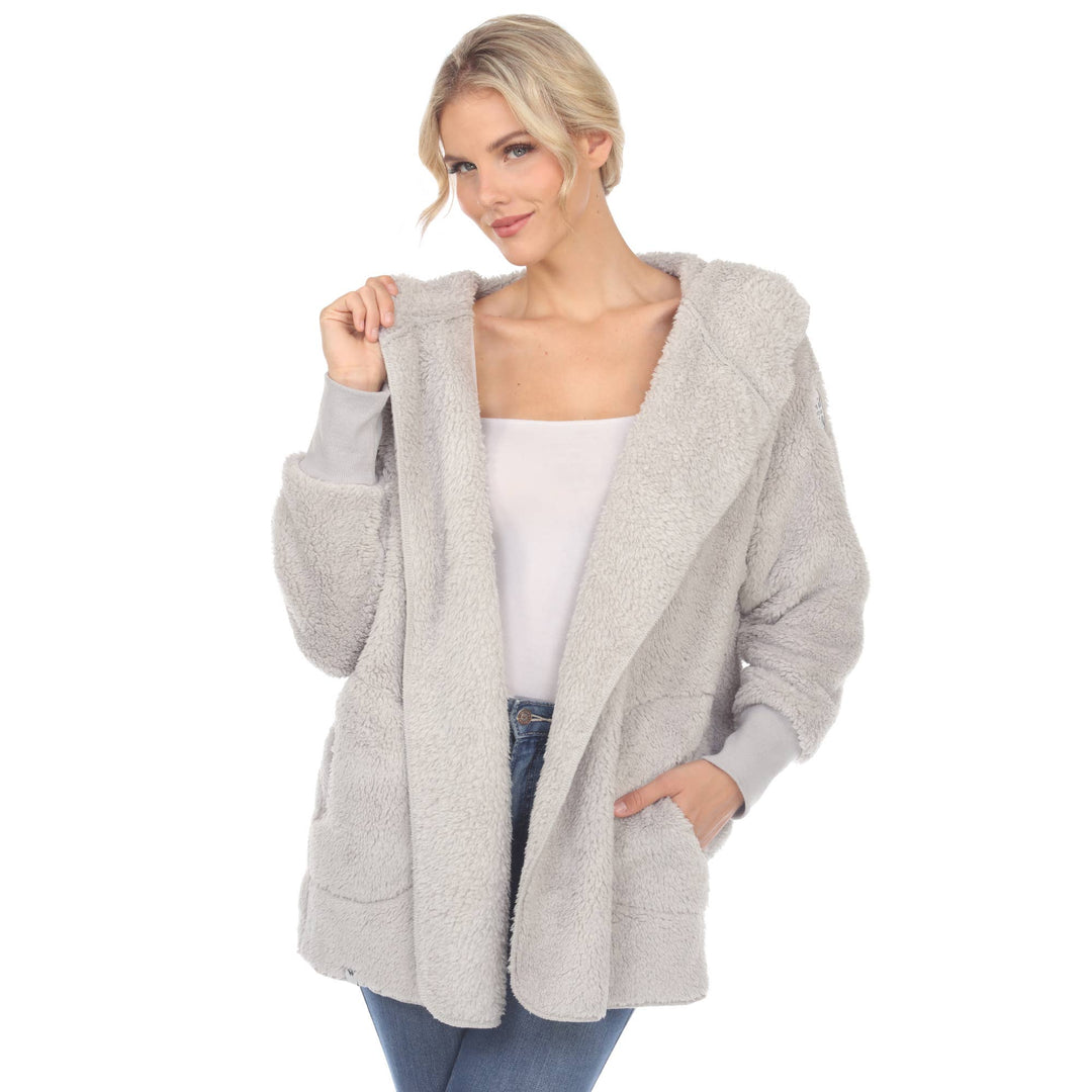 Plush Hooded Cardi: Black / L/XL
