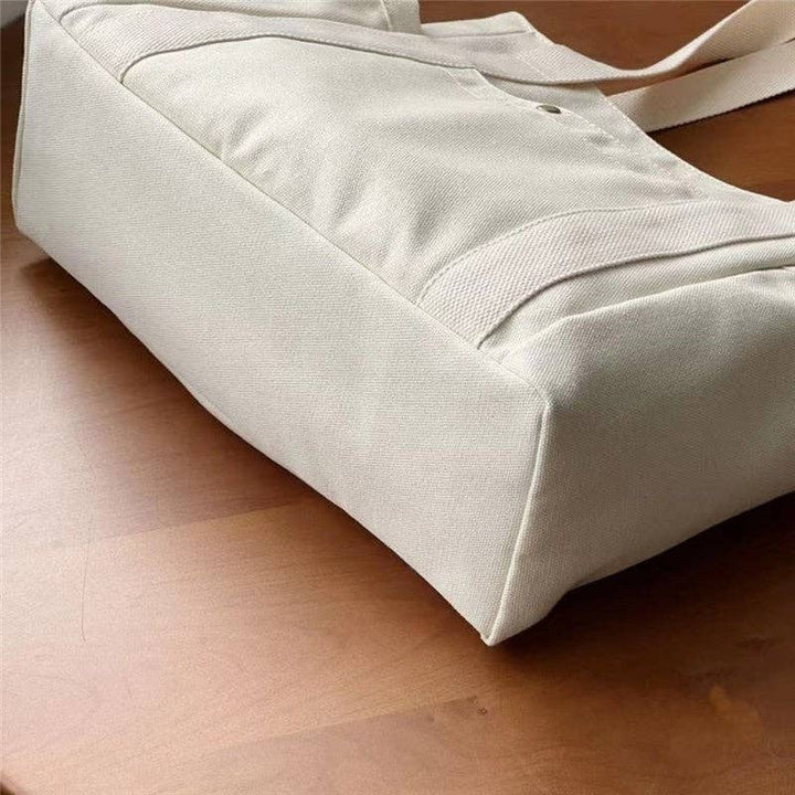 Large Capacity Canvas Shoulder Bag: KHAKI