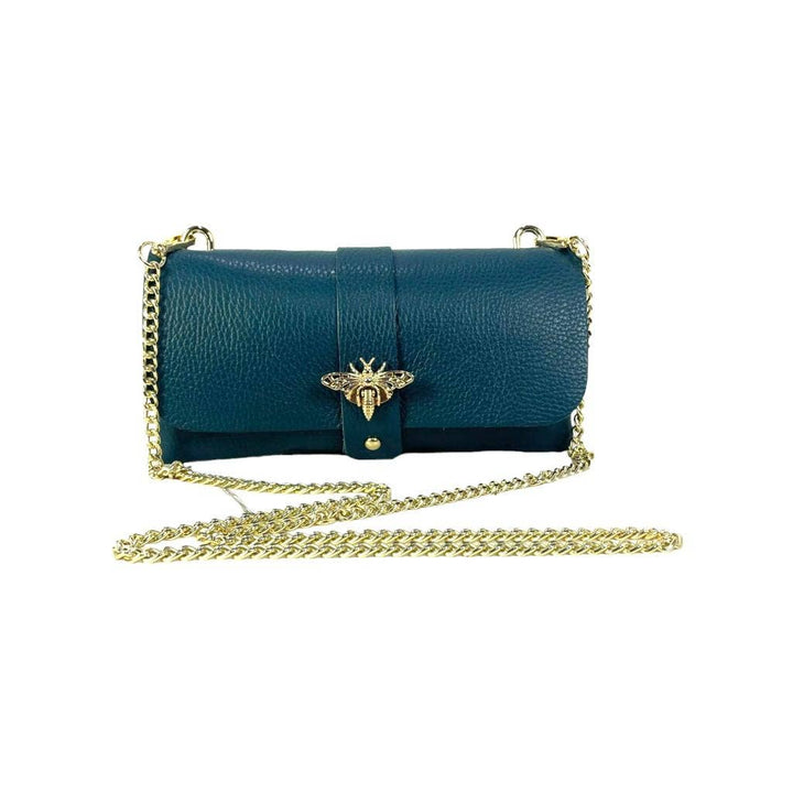 Grain Leather Bag with Dragonfly Clasp: Dark Taupe