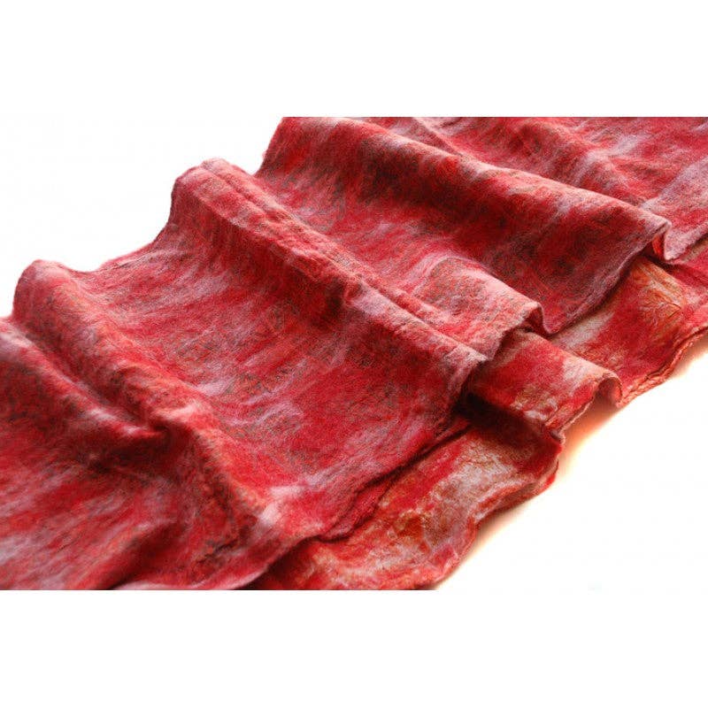 Red and White Felted  Scarves