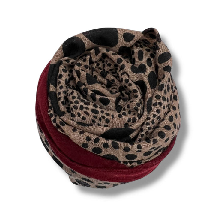 Leopard dots print scarf : Khaki