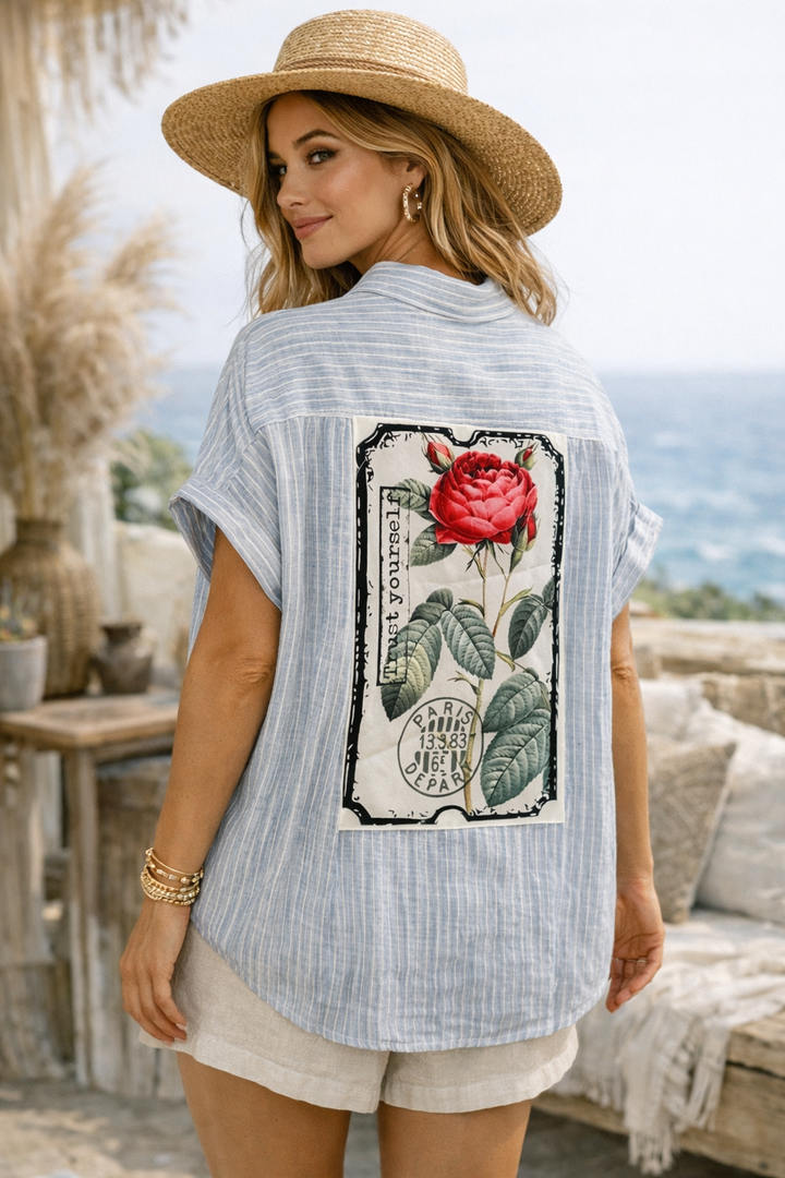 Parisienne Bloom Patch Shirt: M