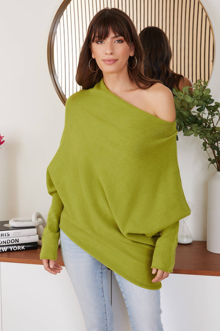 ASYMMETRICAL SWEATER-LIME:M/L