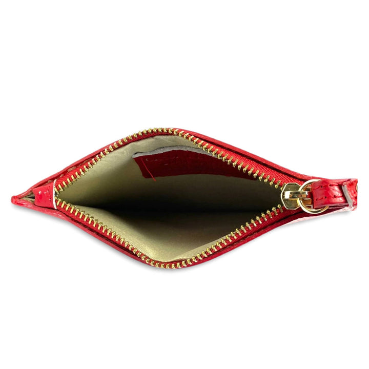 Genuine Leather Bag w/ Wrist Strap: Red / Large