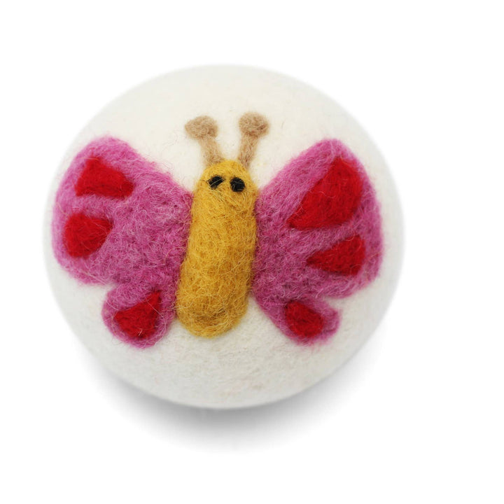 DRYER BALL: Yellow/Pink Butterfly