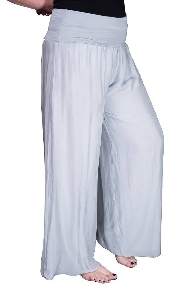 Foldover Waist Silk Pant (PL203):Black