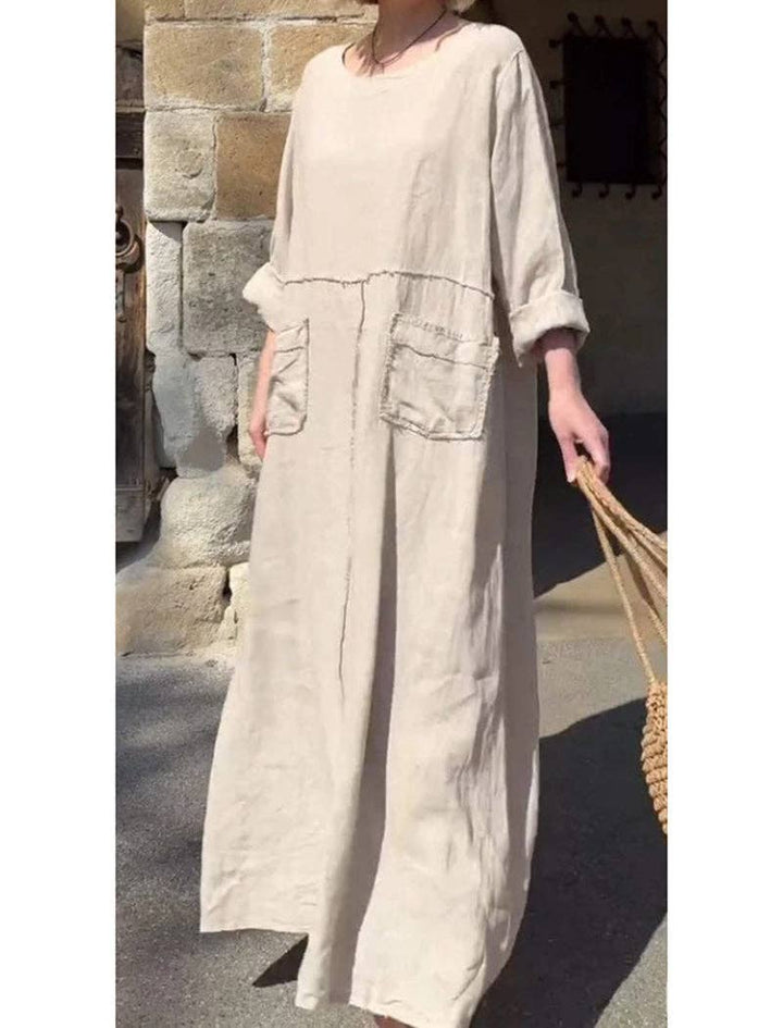 Pocket Maxi Dress: APRICOT / M