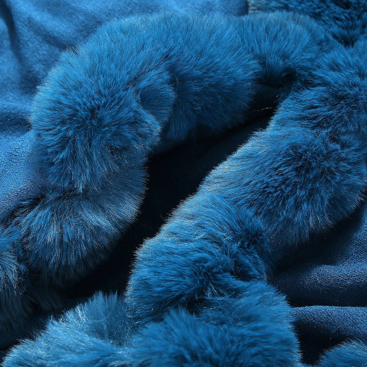 PEACH ACCESSORIES - PE371 Double layer faux fur trimmed capes: Raspberry