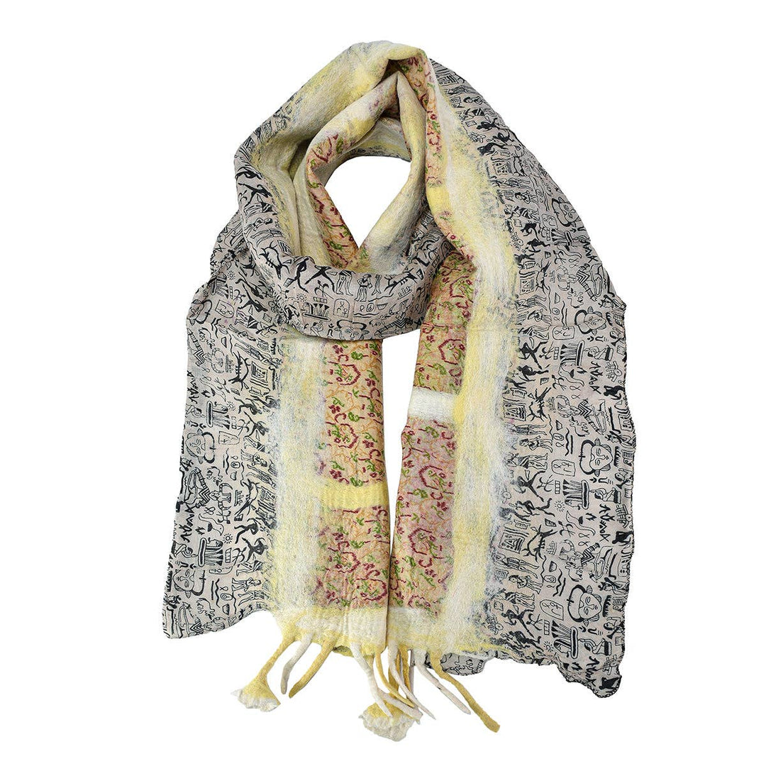 Yellow Felt  Scarves with Flower Hanging