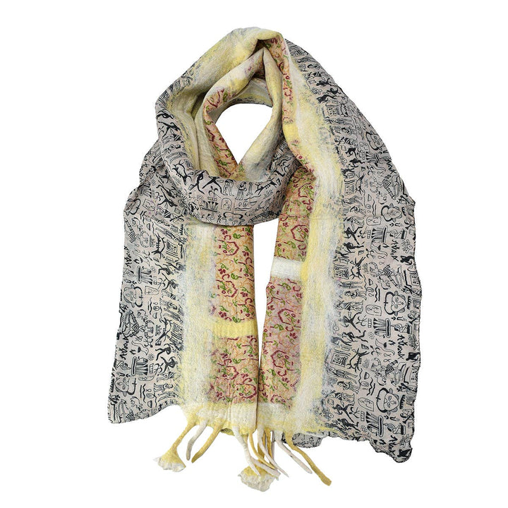 Yellow Felt  Scarves with Flower Hanging
