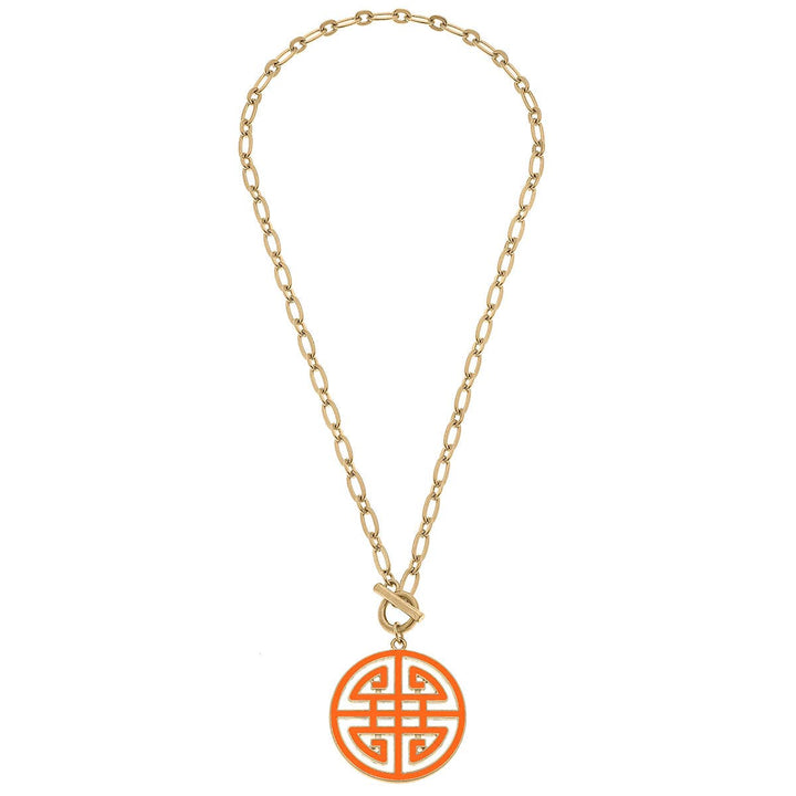 Tara Game Day Greek Keys Enamel Pendant Necklace: Navy