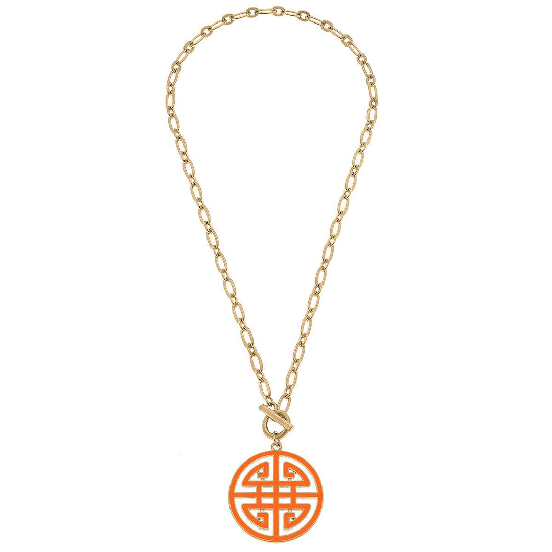 Tara Game Day Greek Keys Enamel Pendant Necklace: Yellow