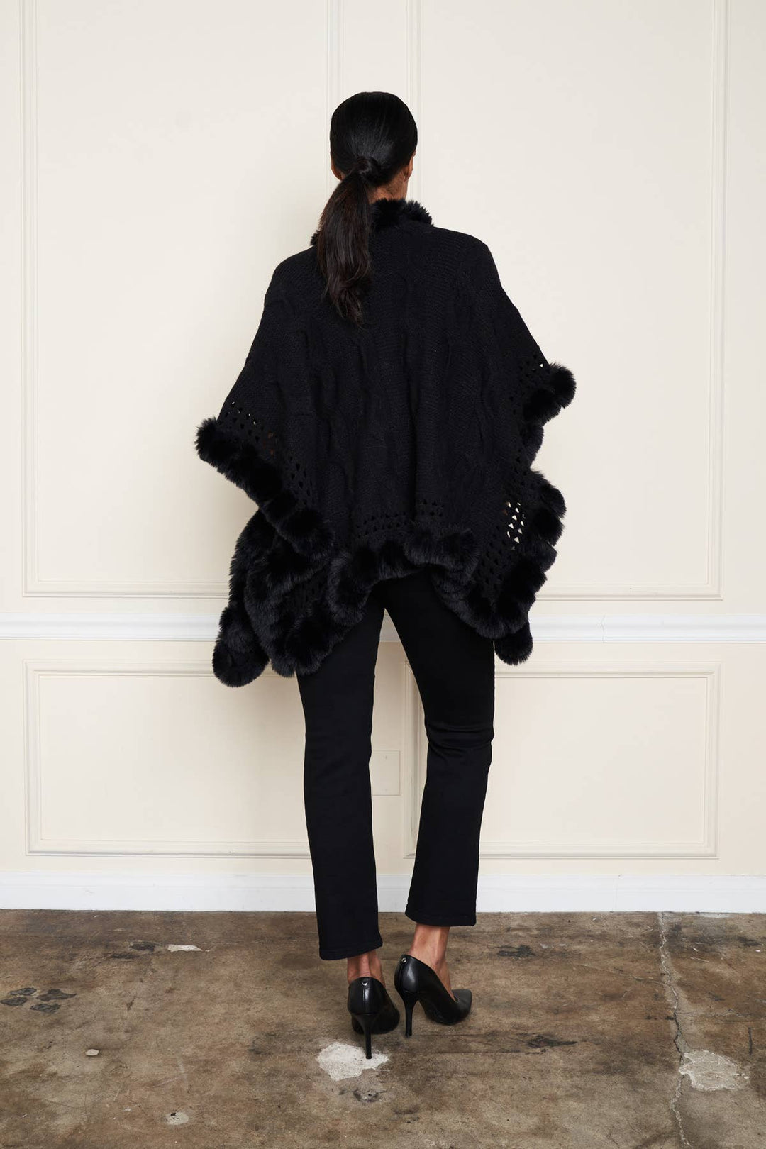 Faux Fur Trim Wrap: Wine