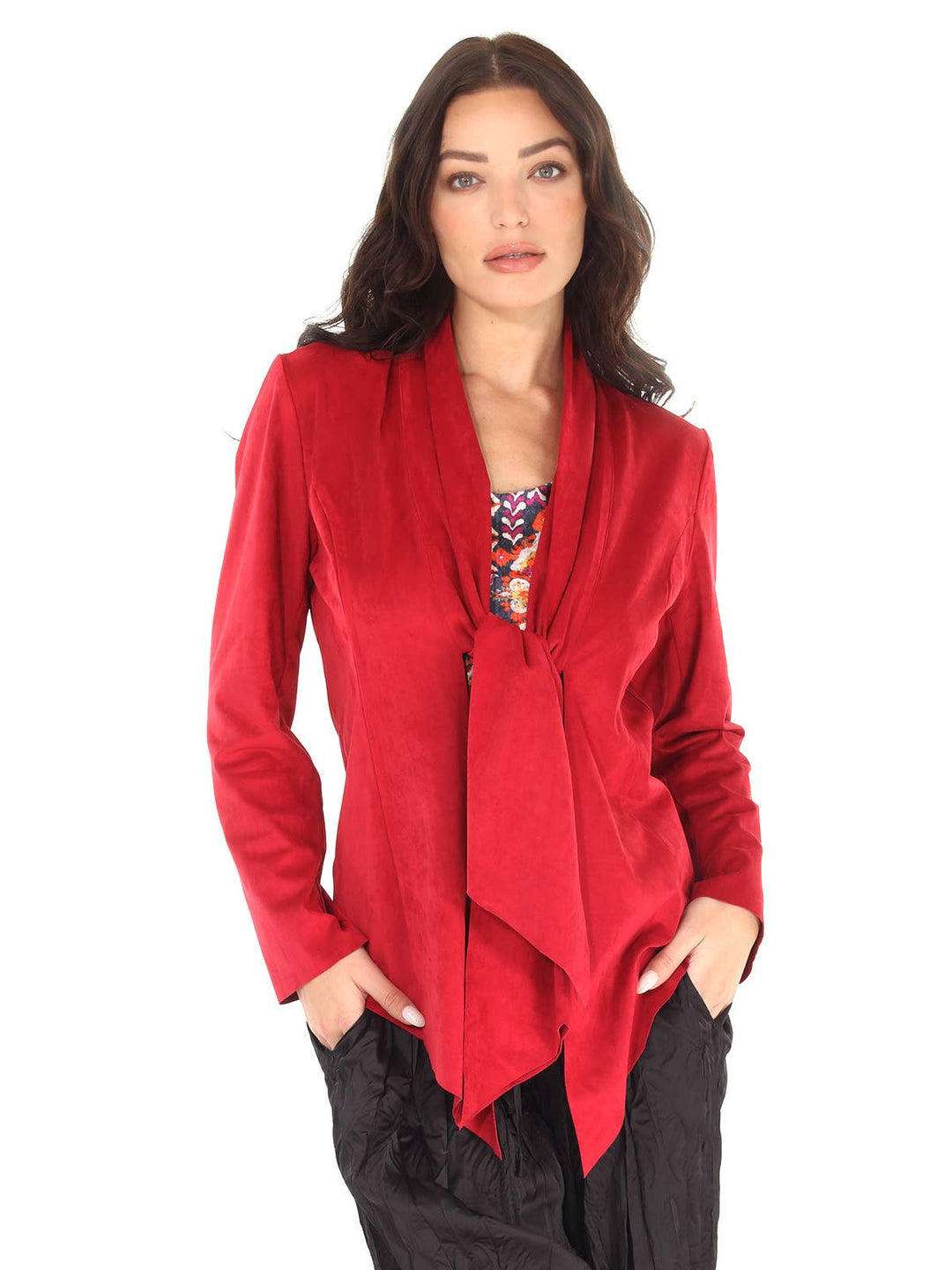 Tie Front Jacket: Chocolate / L