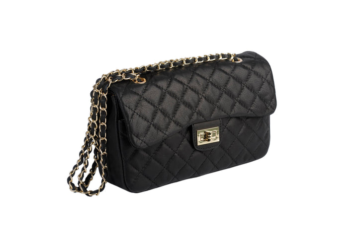 Extra Premium Quilted Leather Bag: Gold