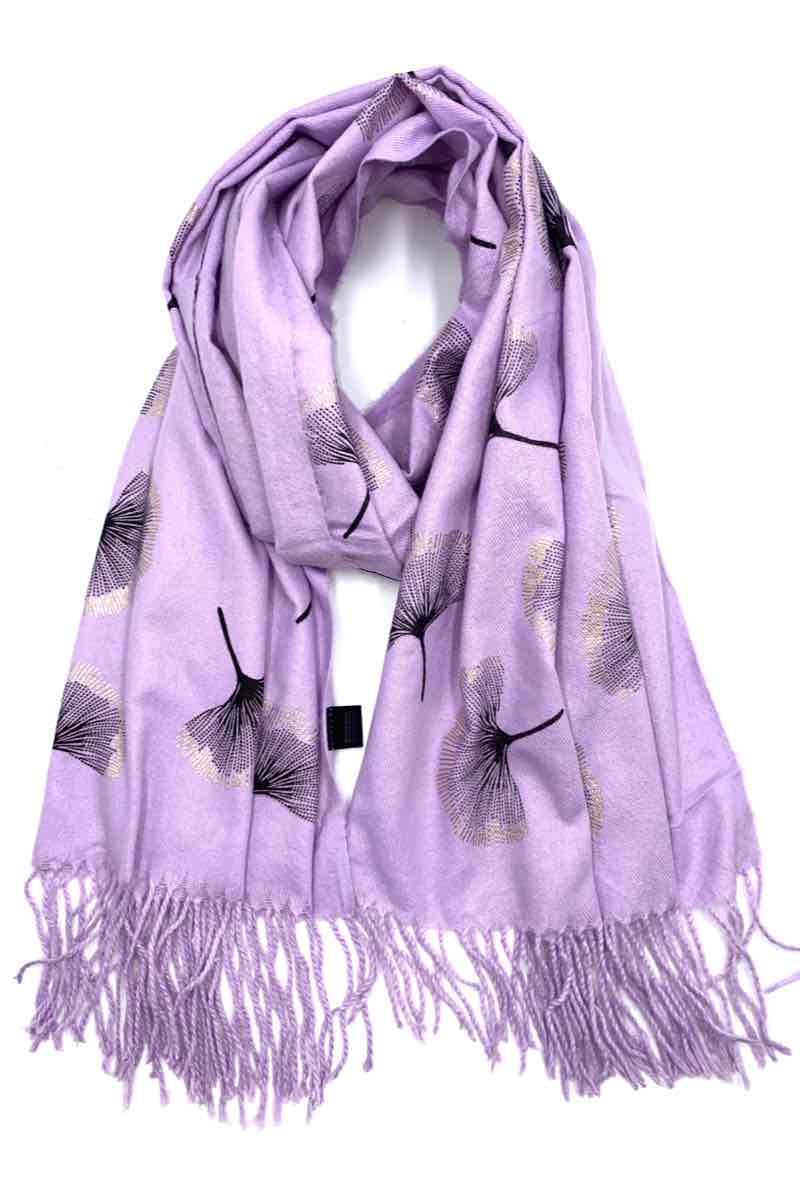 Gingko Leaf Pattern Soft Scarf: Ruddy