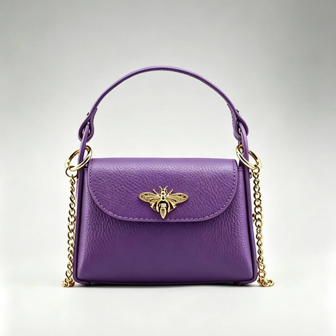 Mini Leather Bag Bee Clasp: Marrone