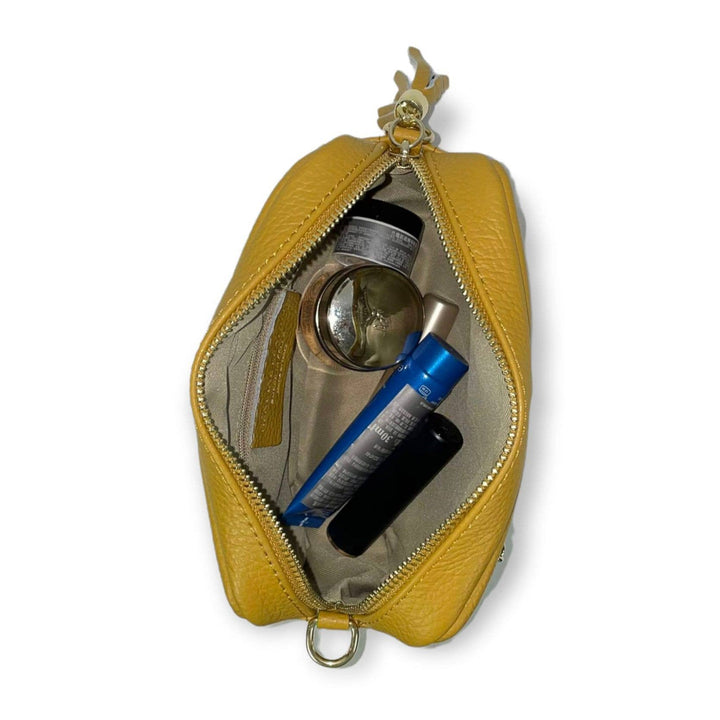 Leather shoulder bag with fringes: Toupe