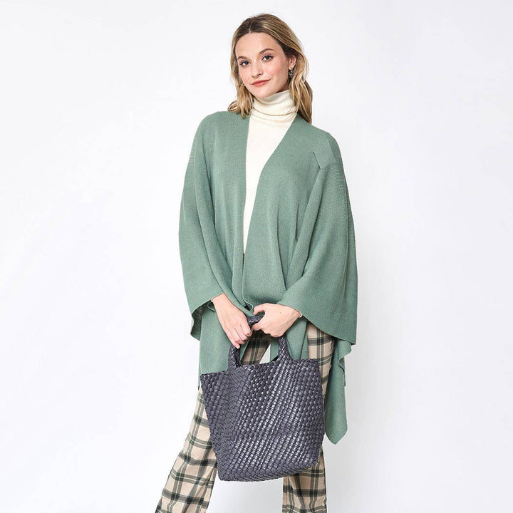 Ruana with Shoulder Strap: CHAR
