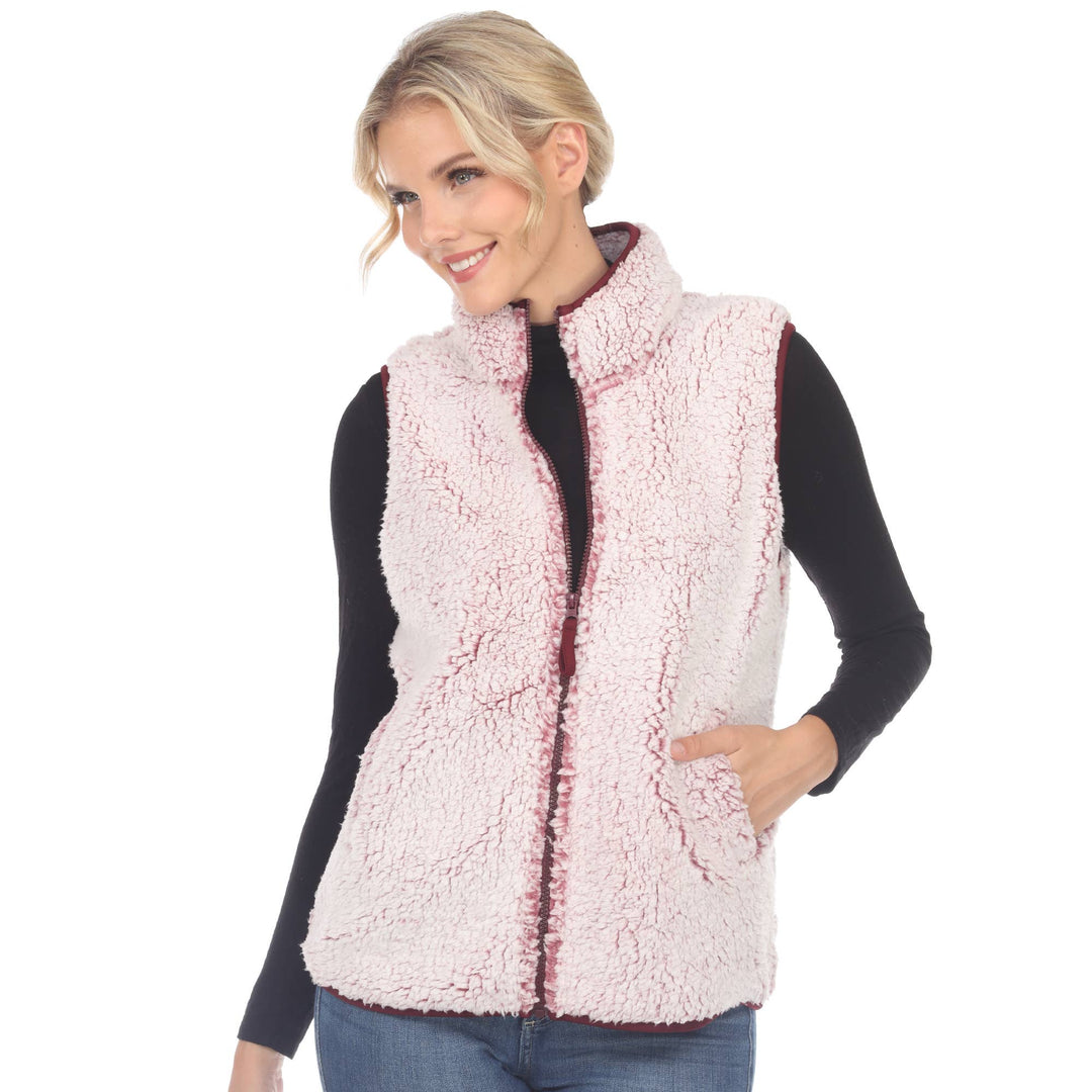 Zip up sherpa vest: Black / XL