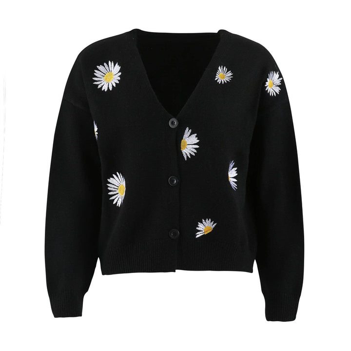 Daisy V-neck Cardigans: Orange / L